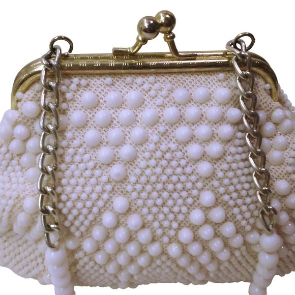 Vintage 60s-70s John Wind Hong Kong Beaded Evening Handbag 9x7 Hinged KissLock - Picture 3 of 14